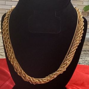 Vintage Monet 54” Gold Triple Chain Necklace